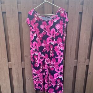 Allison Daley Navy and Pink Scoop Neck Cap Sleeve Fit-&-Flare Dress ~1X